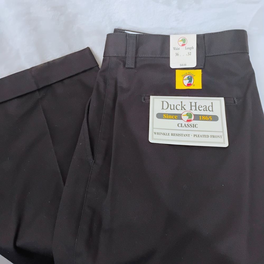Duck Head Black Dress Pants Mens 36x32 Pleated Cuffed Wrinkle Resistant NWT G
